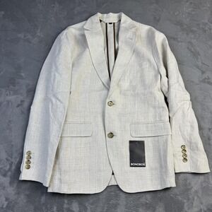 Bonobos Blazer Mens 36S Beige Plaid Linen Slim Fit Lanificio Luigi Zanieri Italy